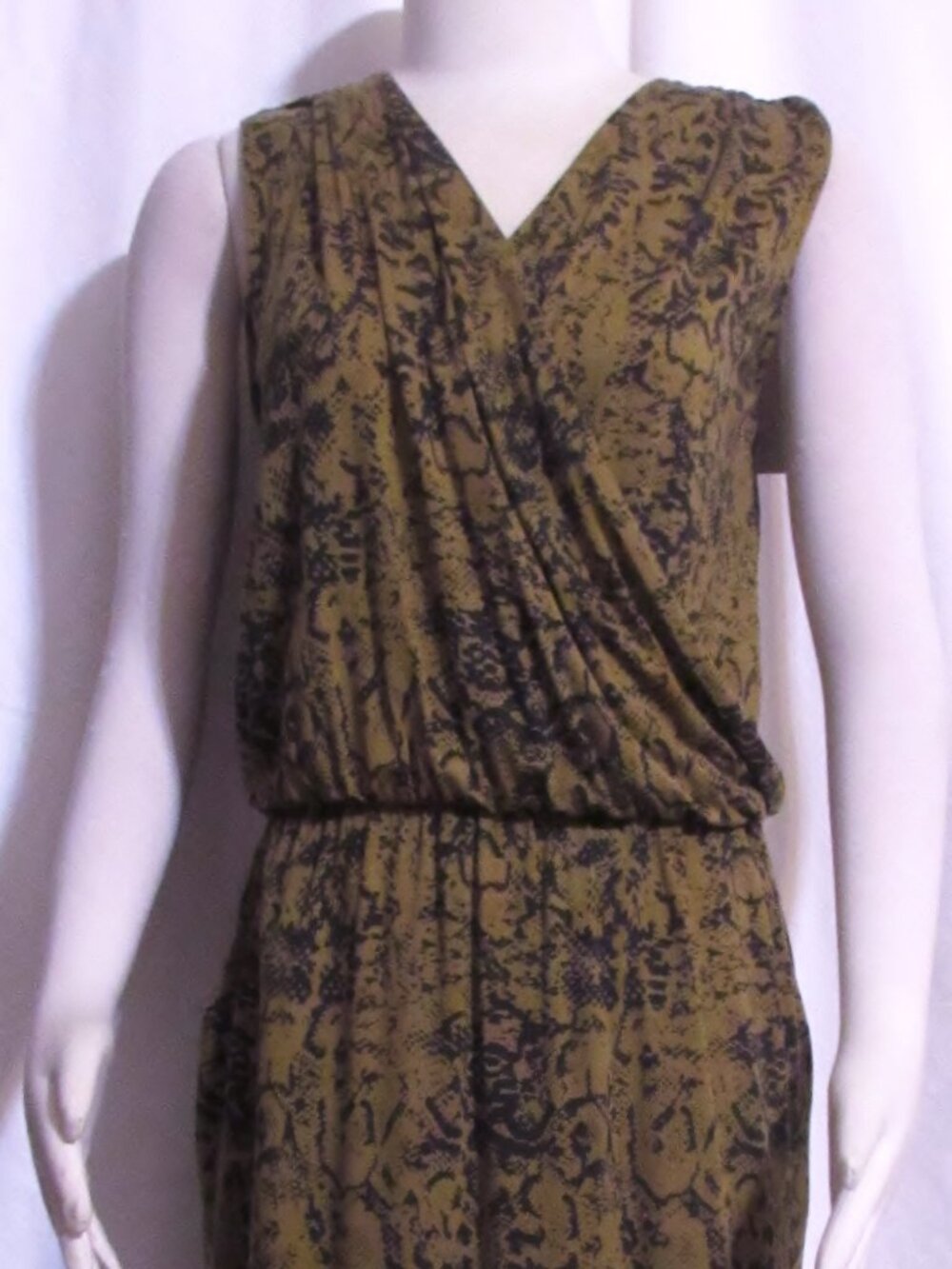 NWT Womens Ladies GARNET HILL Black & Brown Reptile Faux Wrap Dress S Orig $179